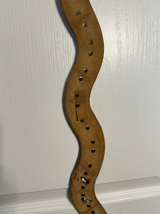 Vintage brown leather and silver colored metal articulated snake belt main image 8